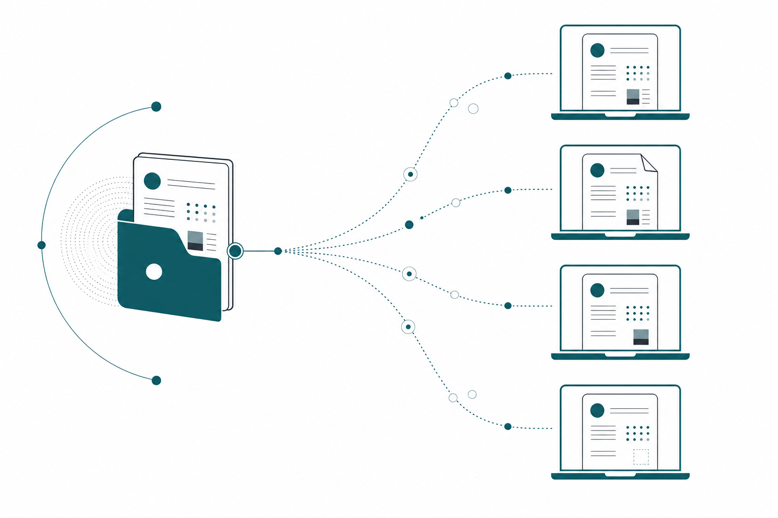 One governed skill document forking into several local copies on different laptops, each copy slightly altered from the original as the versions silently diverge
